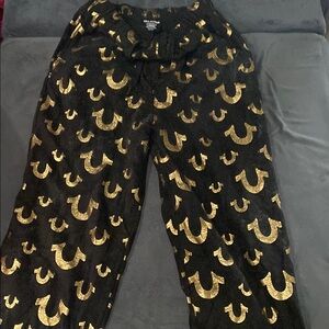 True Religion Black Joggers with Gold Accents